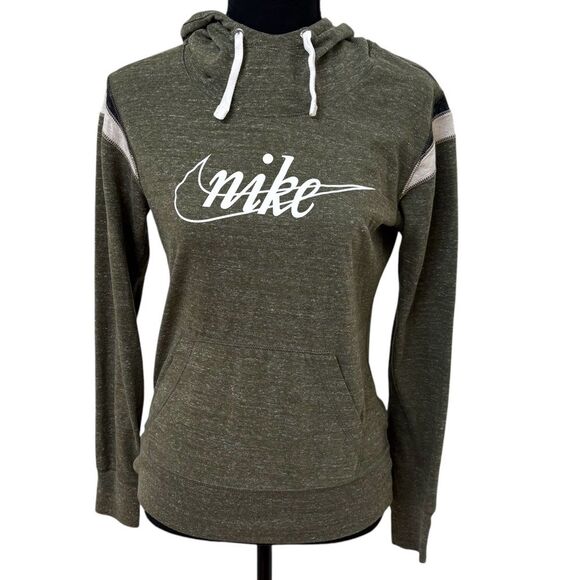 Nike Heathered Green Vintage Gym Hoodie Lightweight Sweatshirt Small - Picture 1 of 5